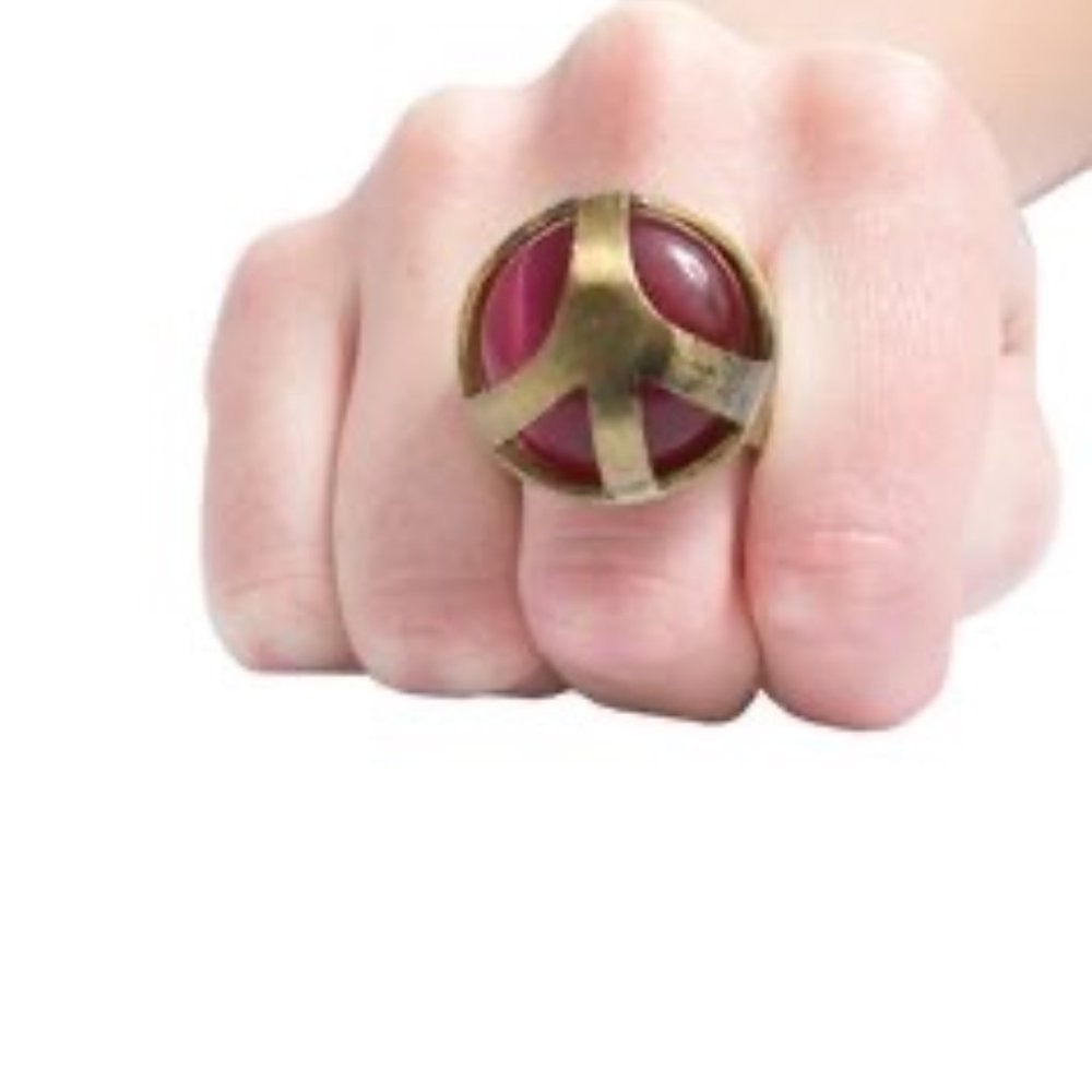 Low Luv by Erin Wasson Peace Red Cat Eye Ring